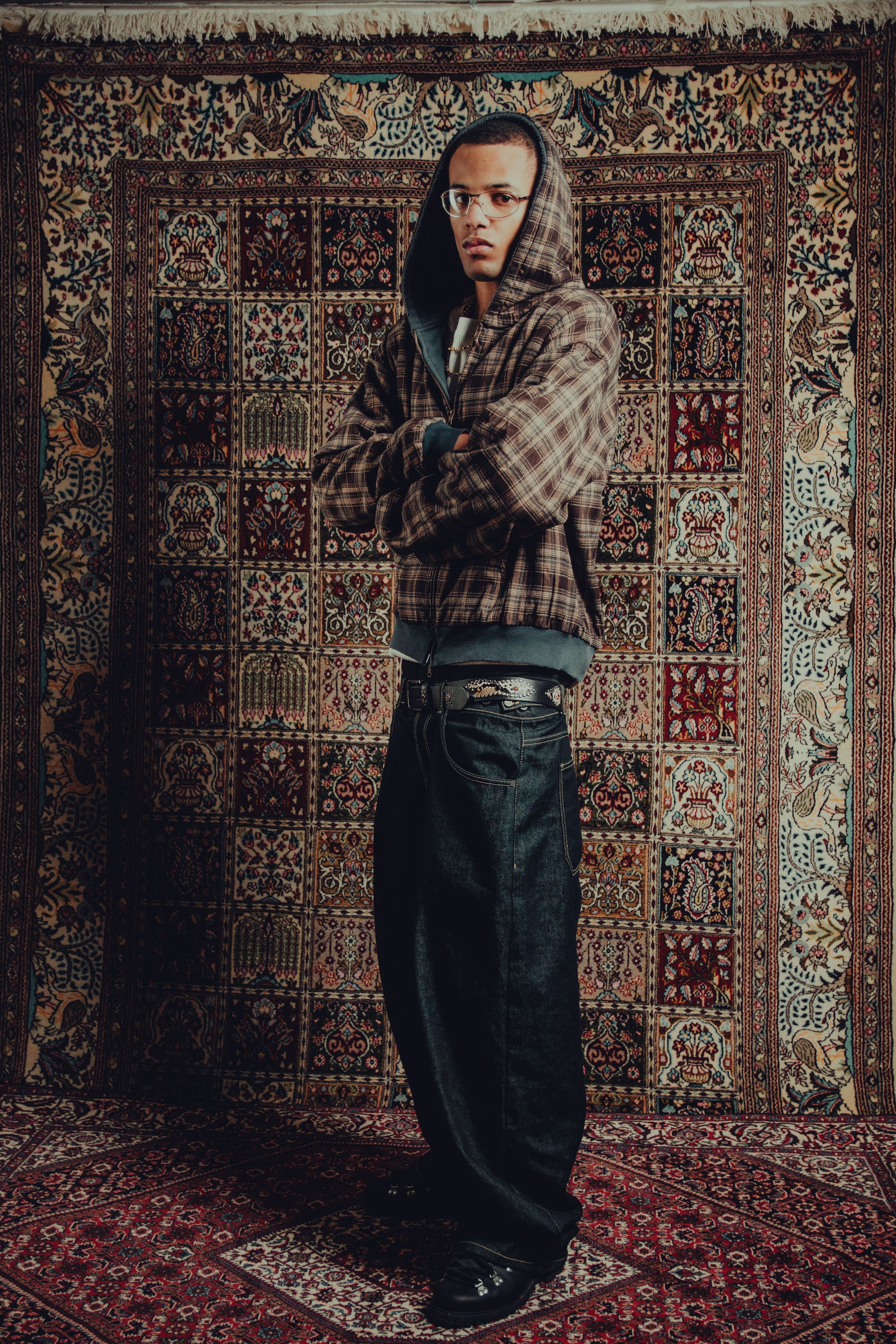 Reversible plaid zip hoodie