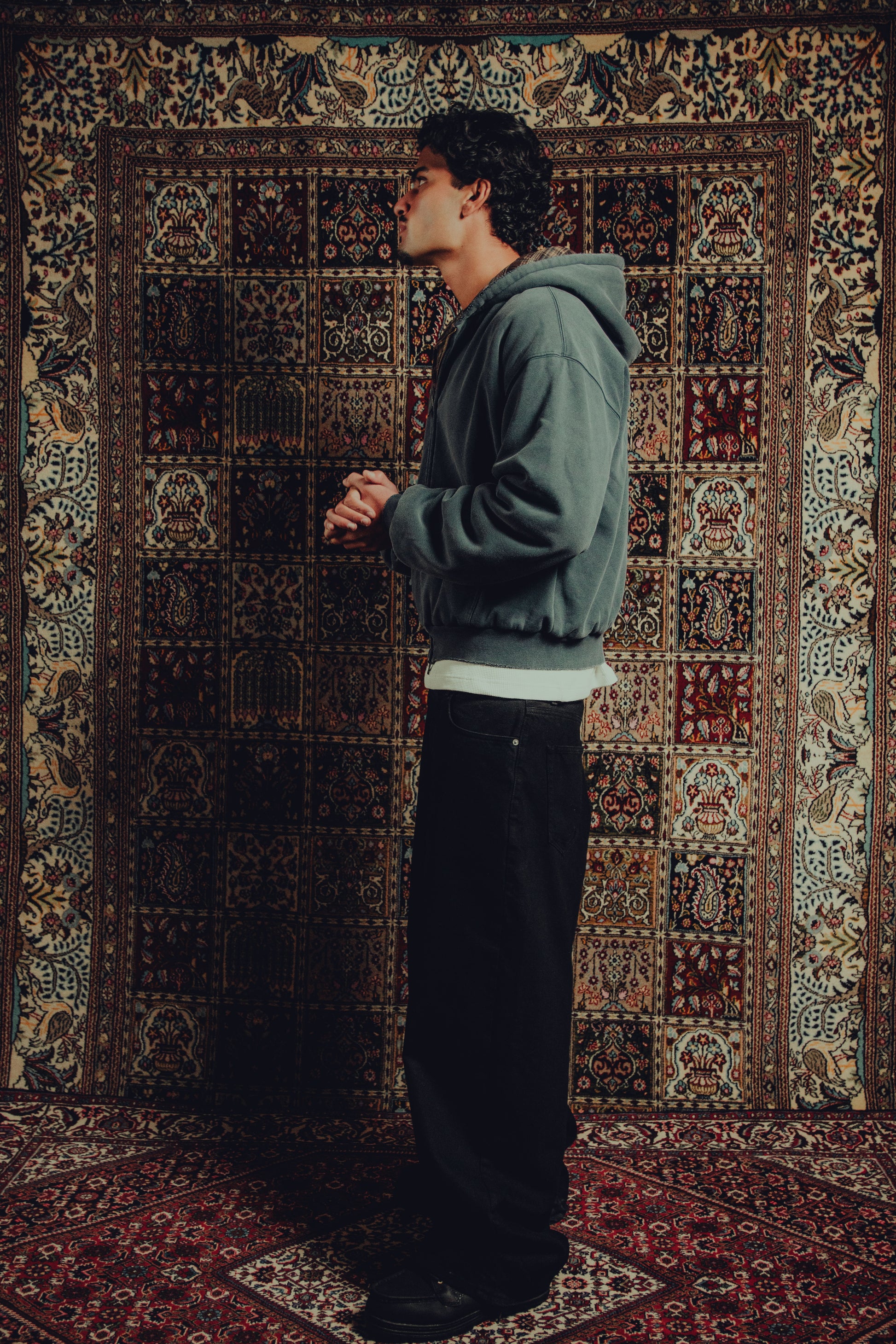 Reversible plaid zip hoodie