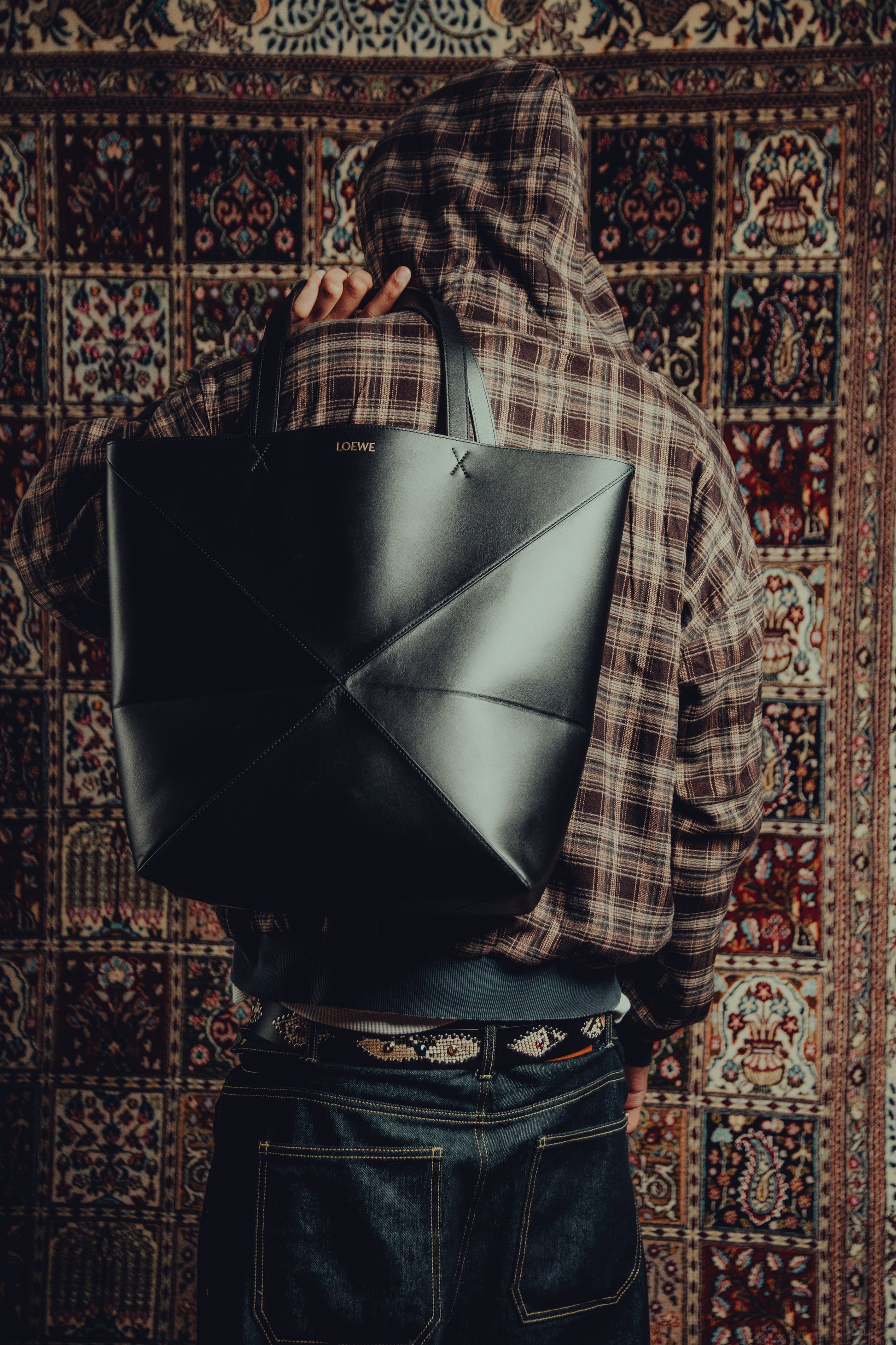 Studded snakeskin belt