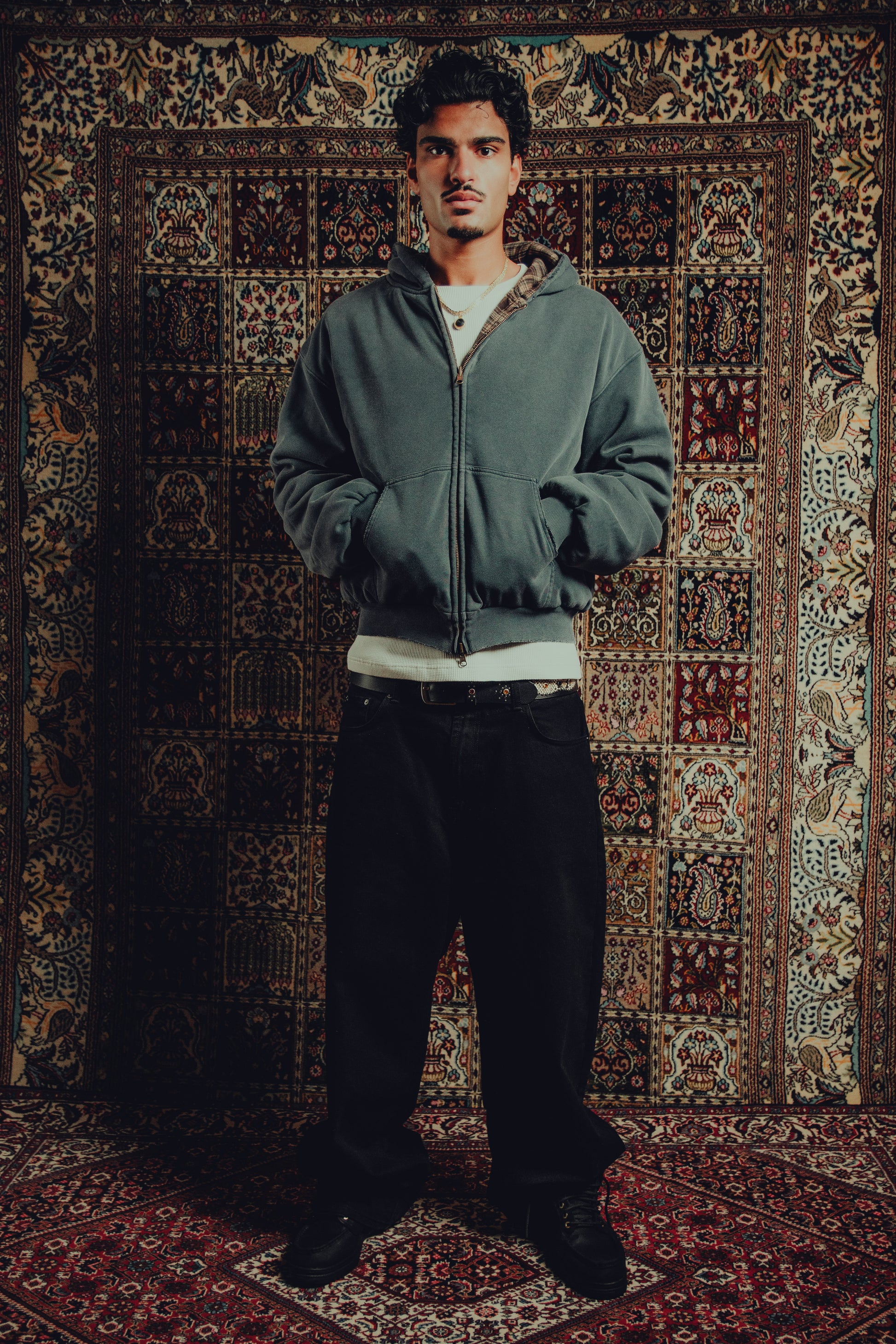 Reversible plaid zip hoodie