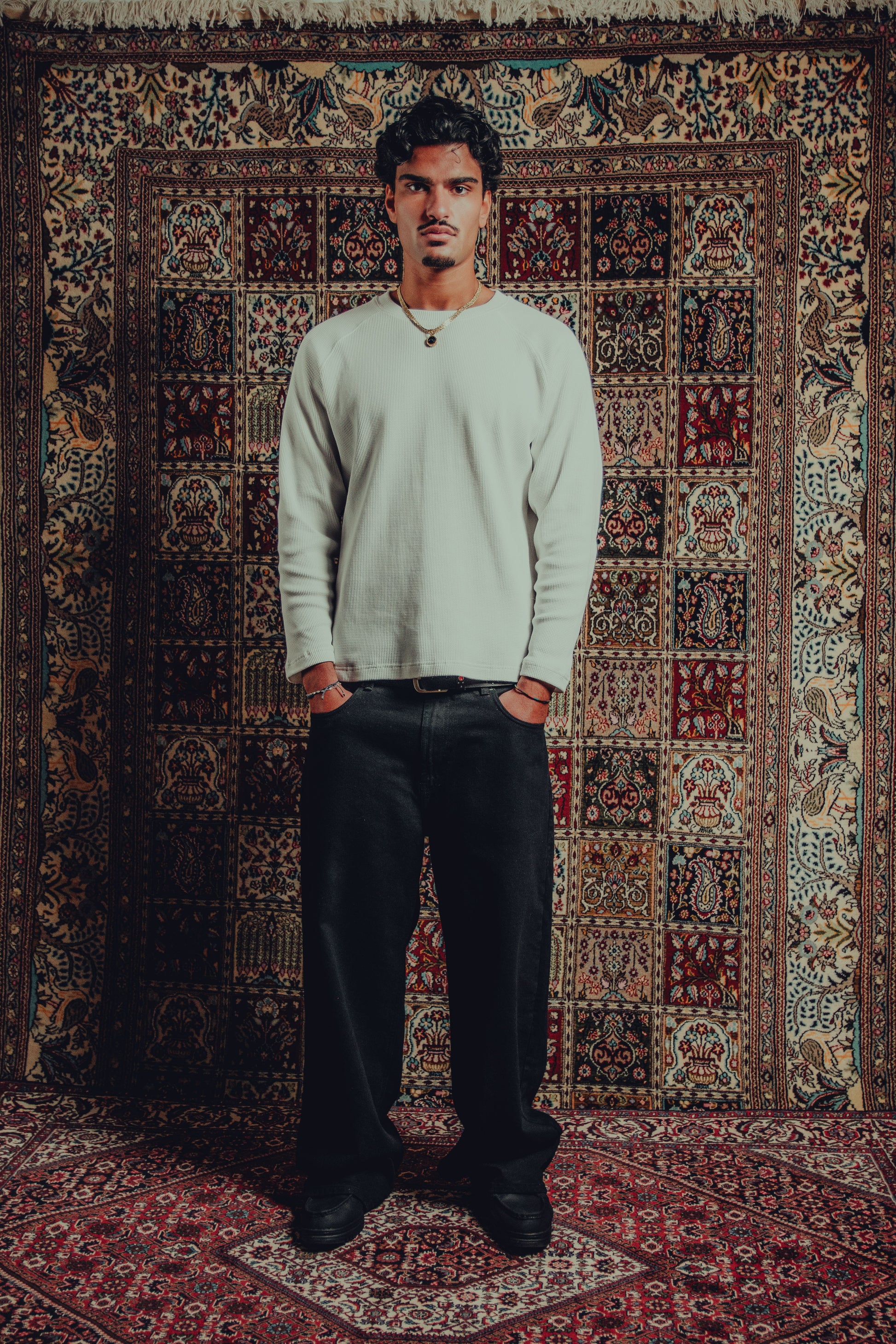 Raglan waffle/knit L/S