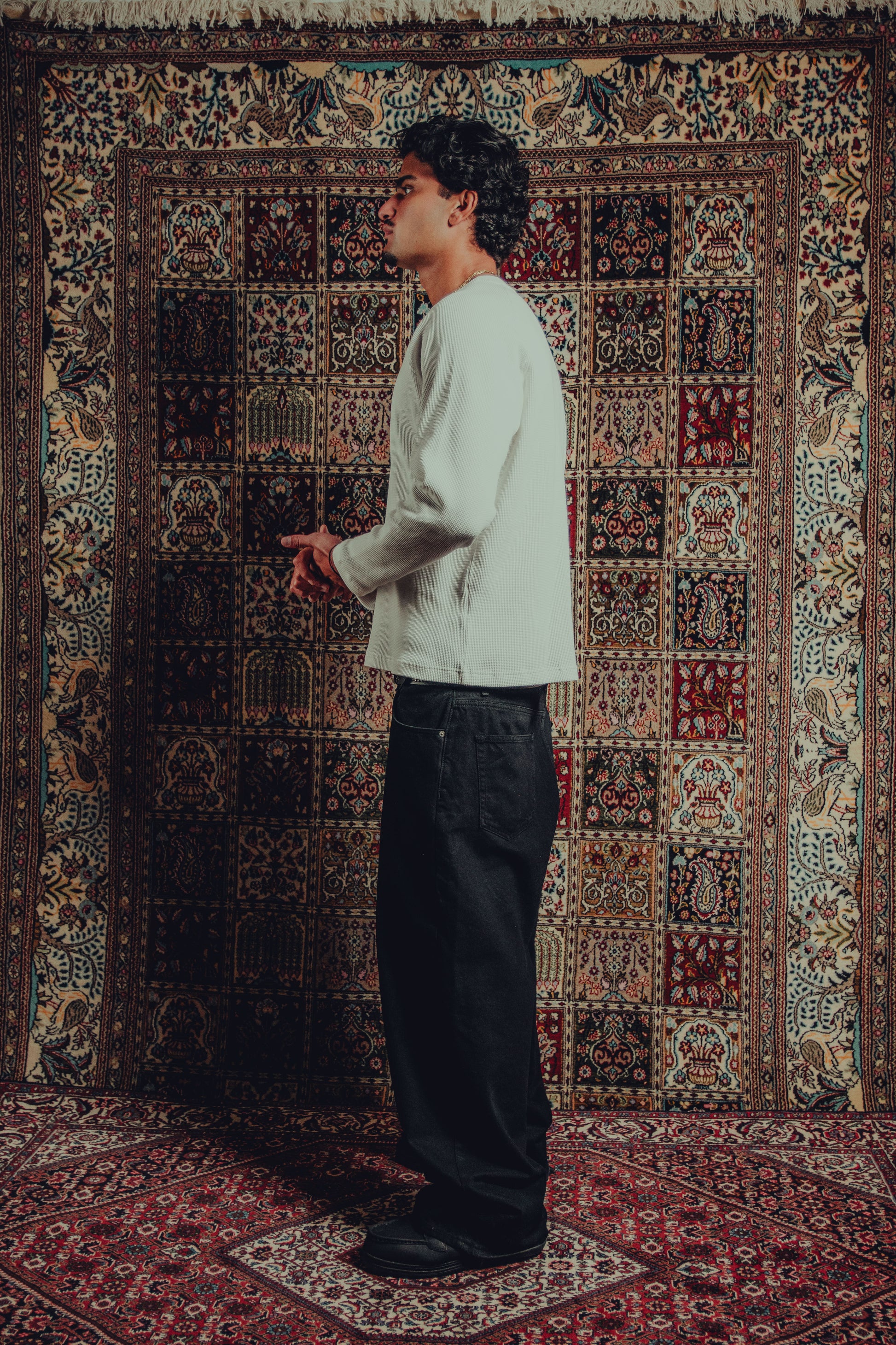 Raglan waffle/knit L/S