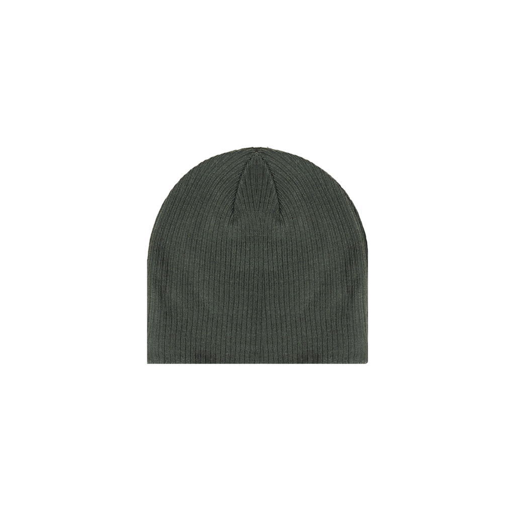 army green ribbed beanie flat lay front
