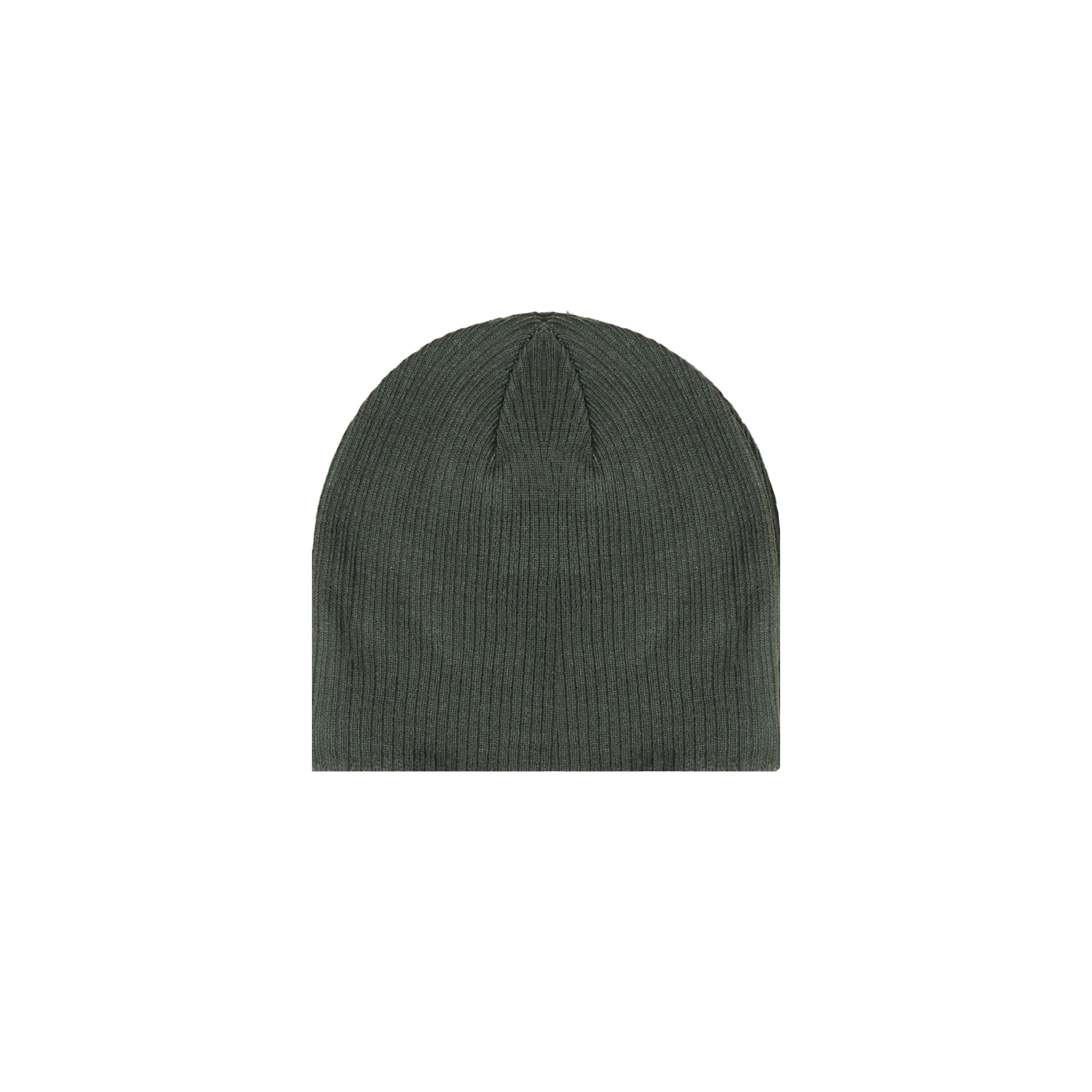 army green ribbed beanie flat lay front
