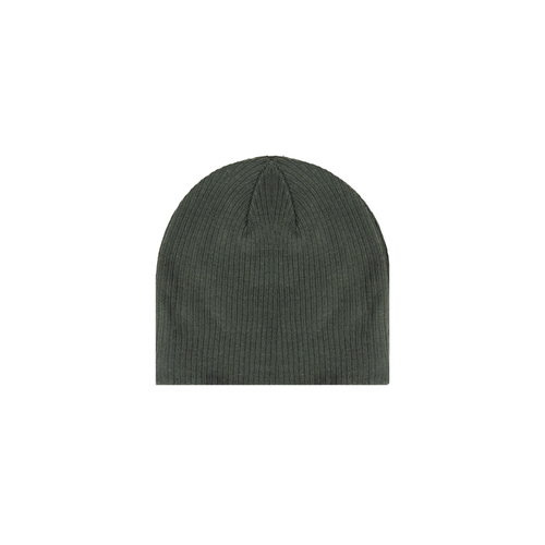 army green ribbed beanie flat lay front