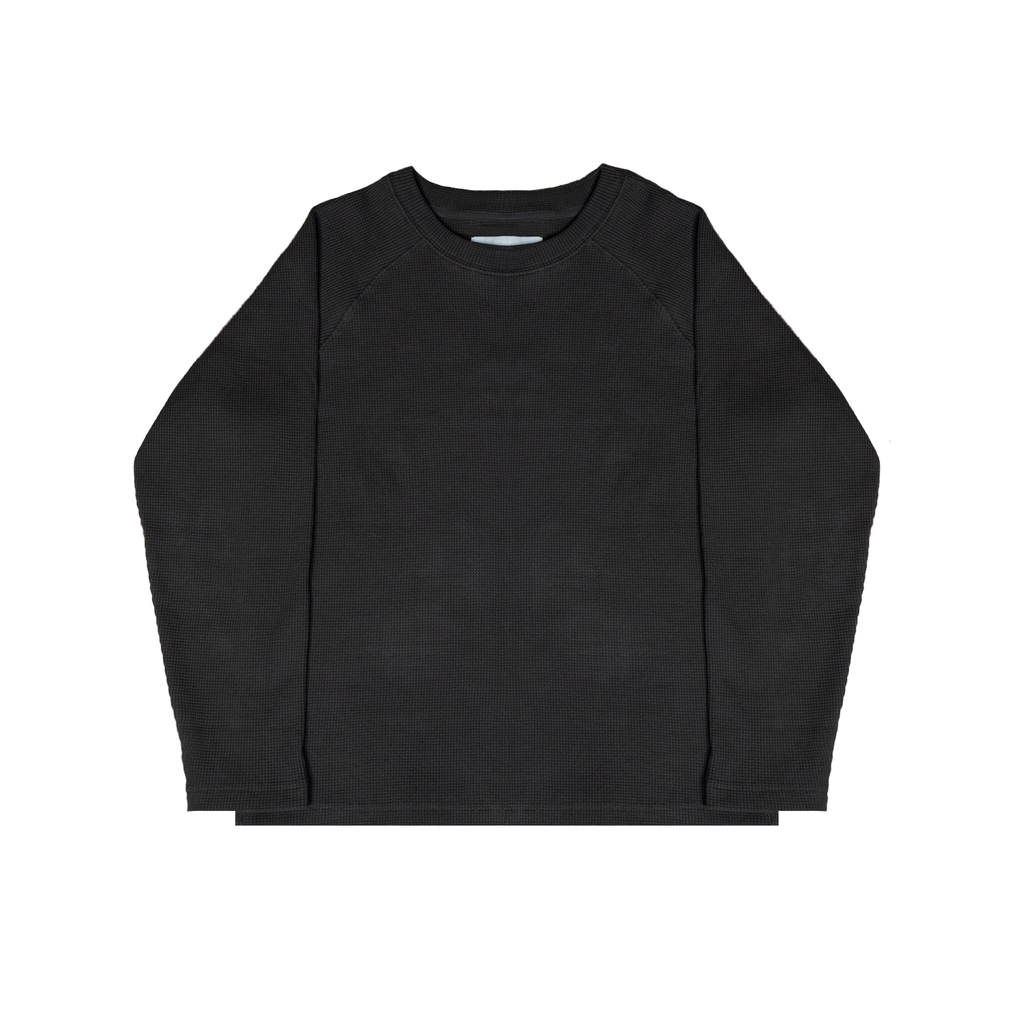 army green waffle long sleeve flat lay