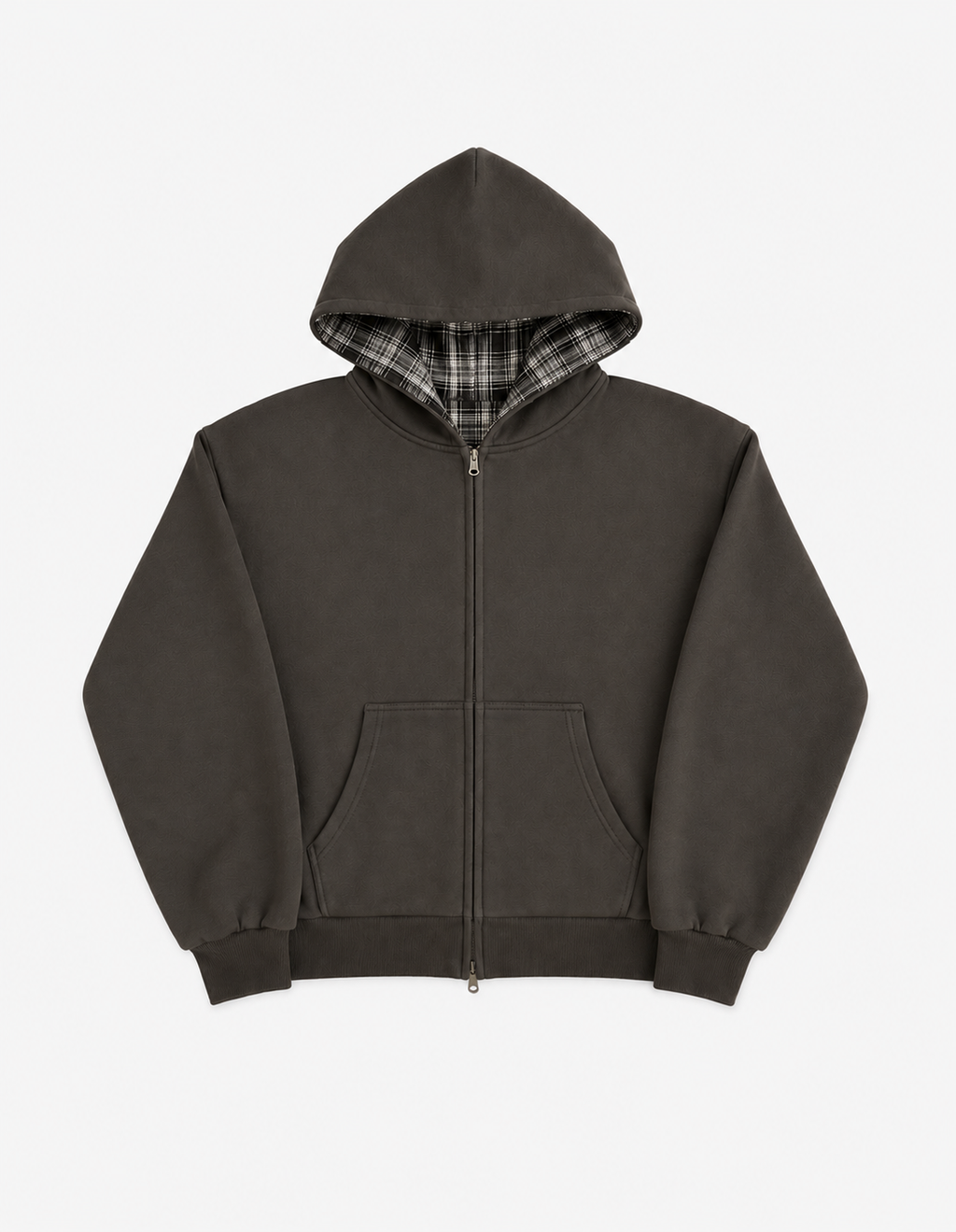 Reversible Plaid Zip Hoodie