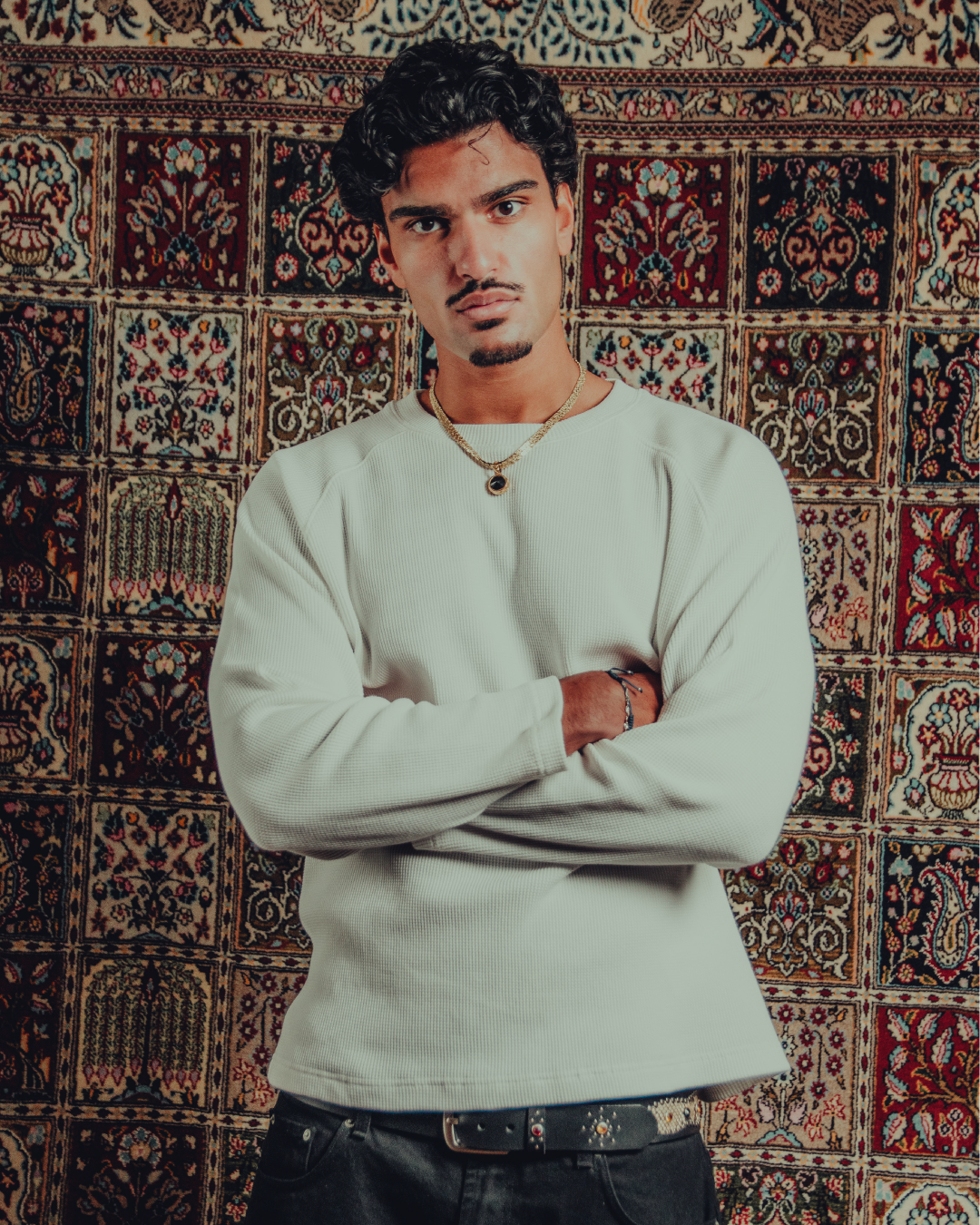 Raglan waffle/knit L/S