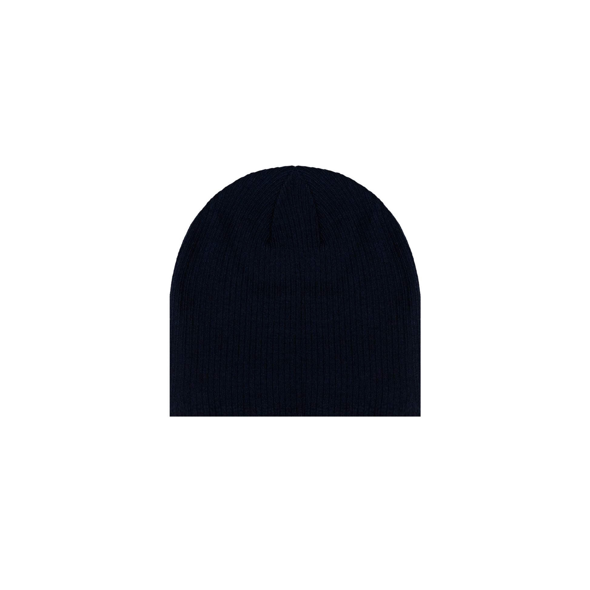 navy ribbed beanie flat lay front