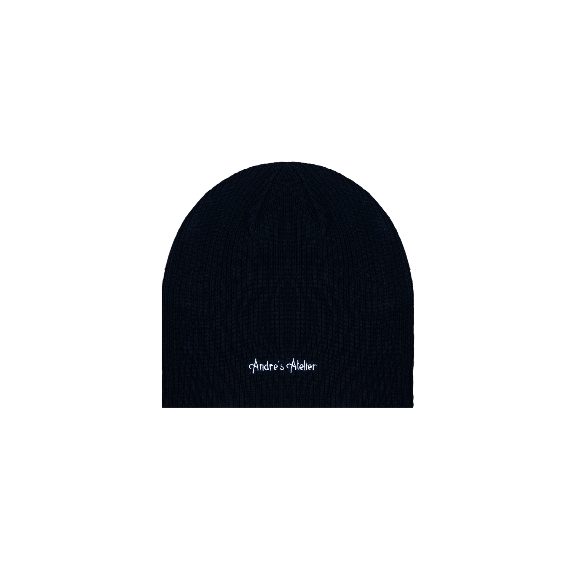 navy ribbed beanie flat lay back