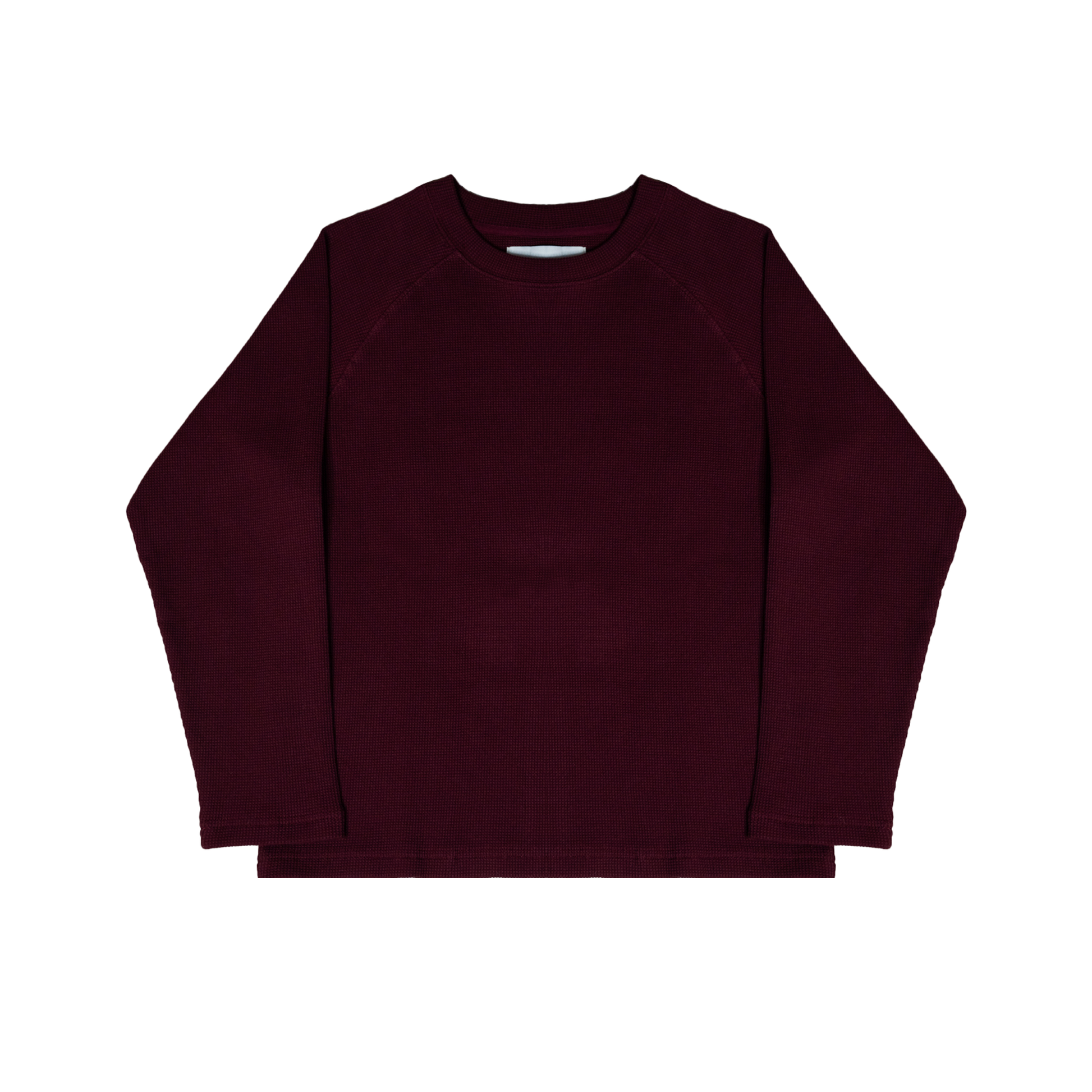 burgundy waffle long sleeve flat lay